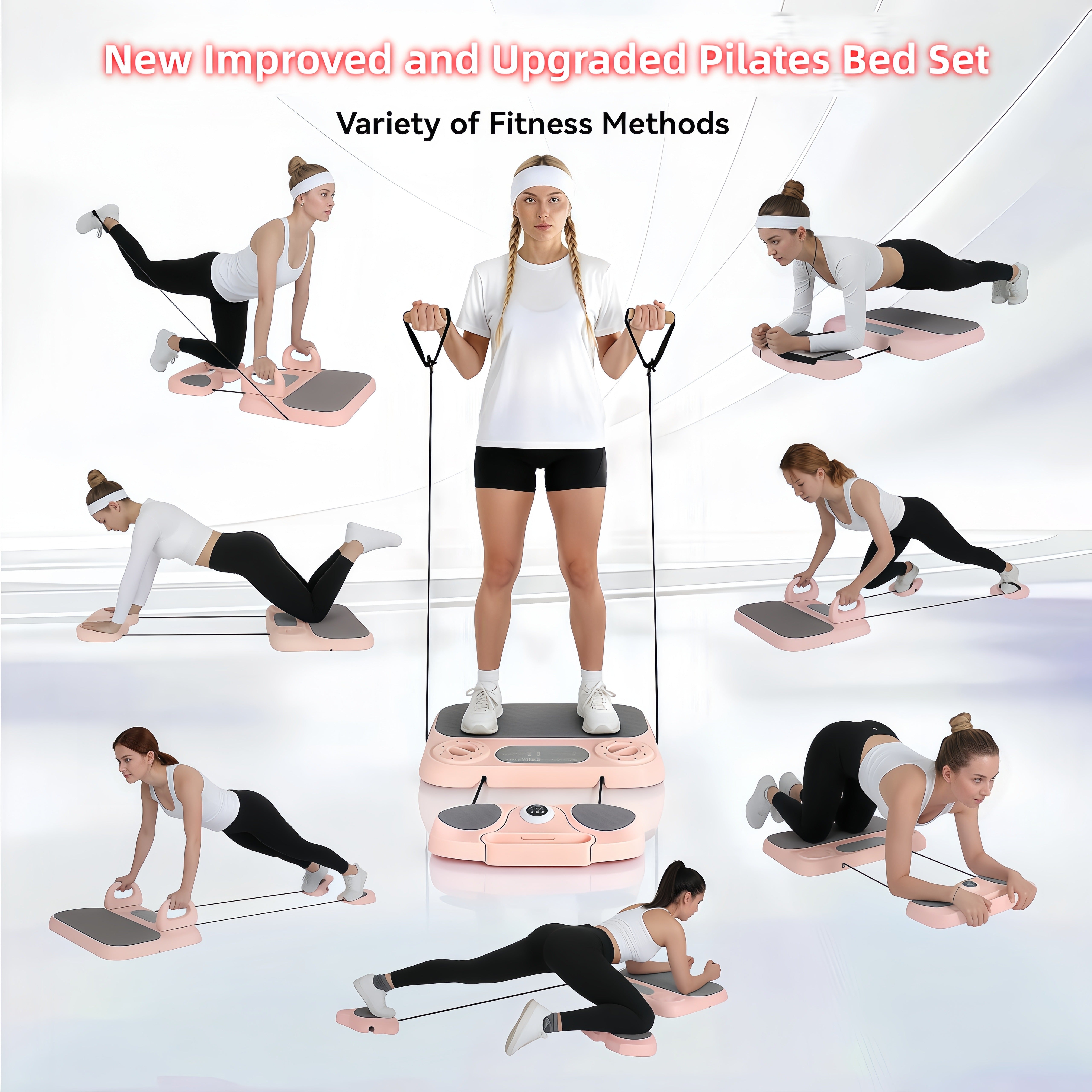 New Upgraded 8-in-1 Pilates Bed Set – Portable Foldable Home Fitness