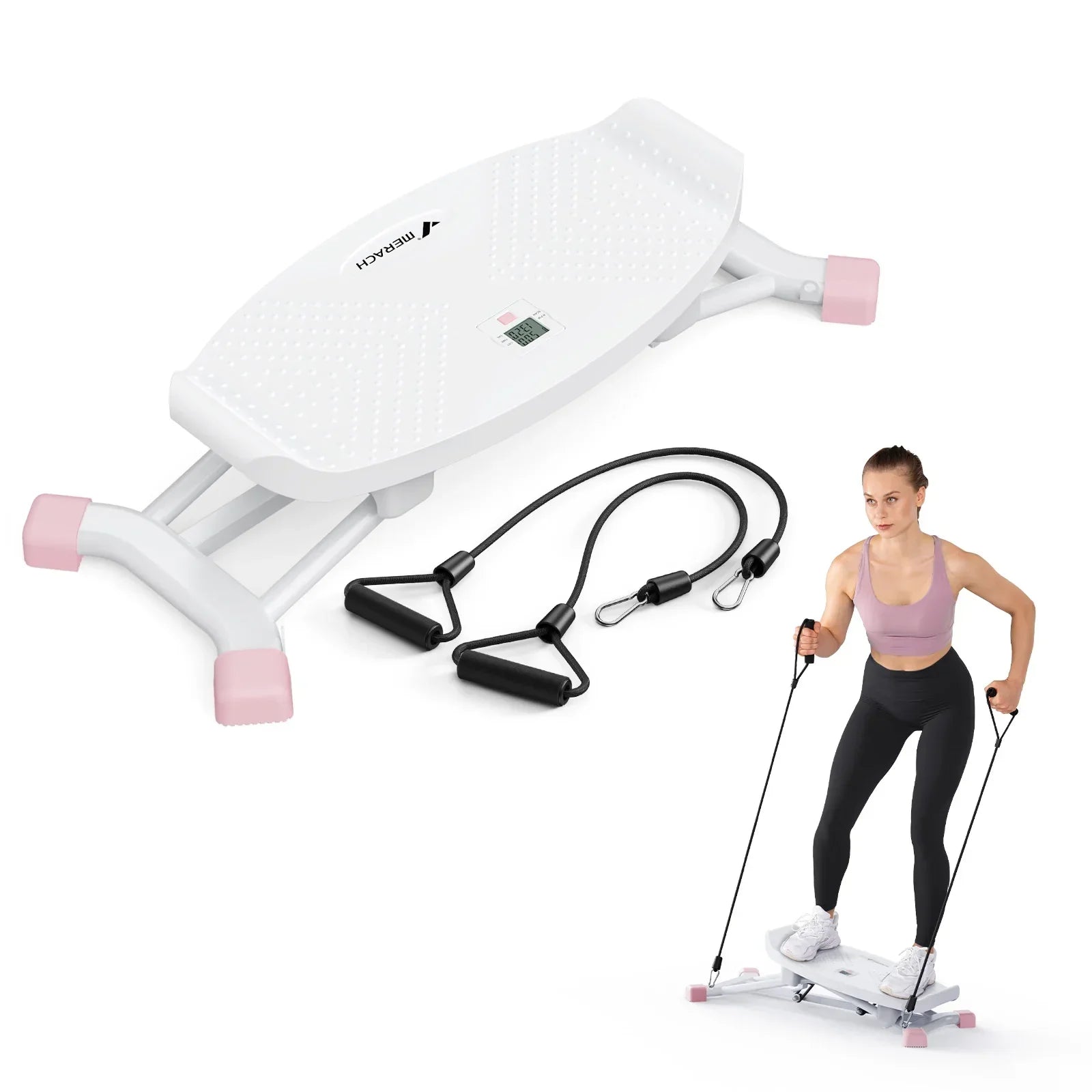 MERACH Ski Machine full body ski trainer with resistance bands for home cardio and strength workouts