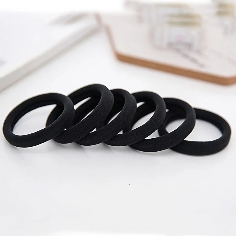 Black nylon hair ties from candy color nylon scrunchie set for gentle hold and no hair damage