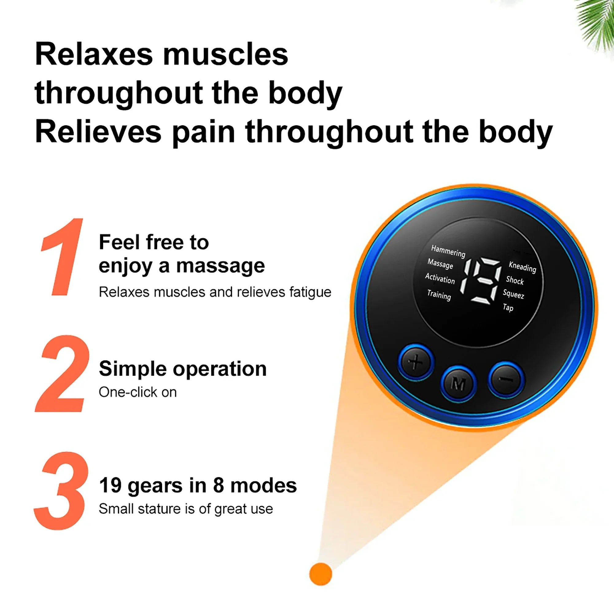 Mini Electric Neck Massager with 19 gears, 8 modes, and easy one-click operation for muscle relaxation and pain relief
