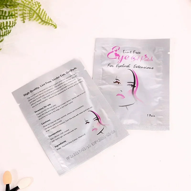 50 Pairs Eyelash Gel Patches lint-free under-eye pads for lash extensions and eye care
