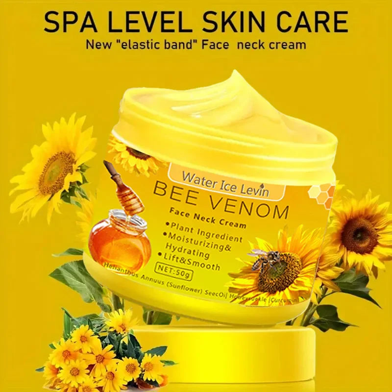 Bee Venom Neck Cream moisturizing and firming with natural honey and sunflower extract for anti-aging skin care