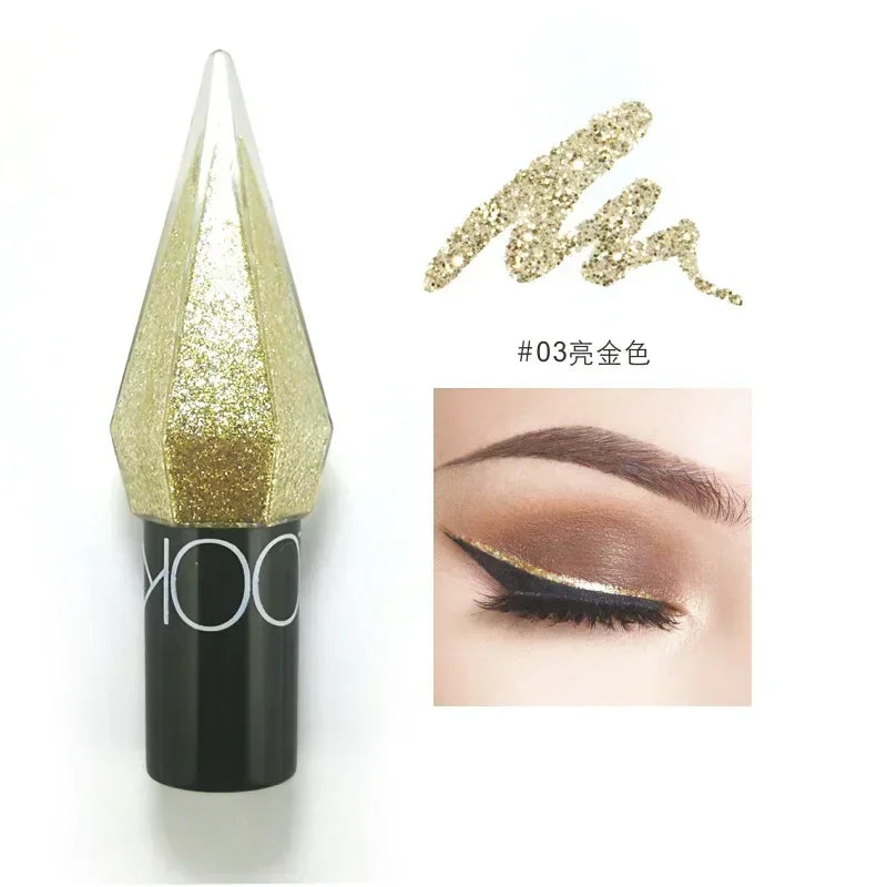 Diamond Shiny Eye Liner in glittery gold with waterproof, high-pigment shimmer and precision tip for glamorous eye looks