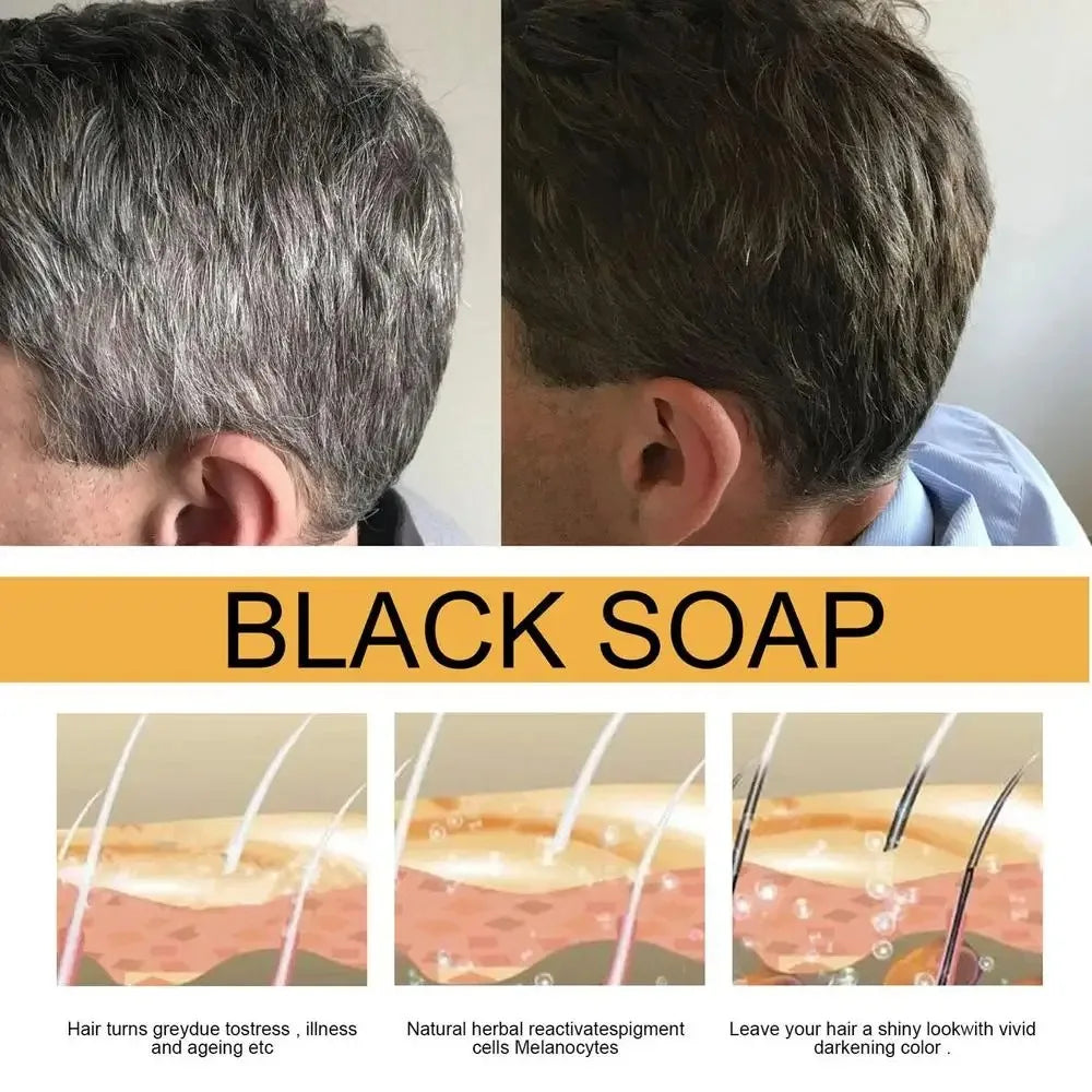 Polygonum Black Hair Soap natural herbal shampoo bar restoring gray hair to black and nourishing scalp for all hair types