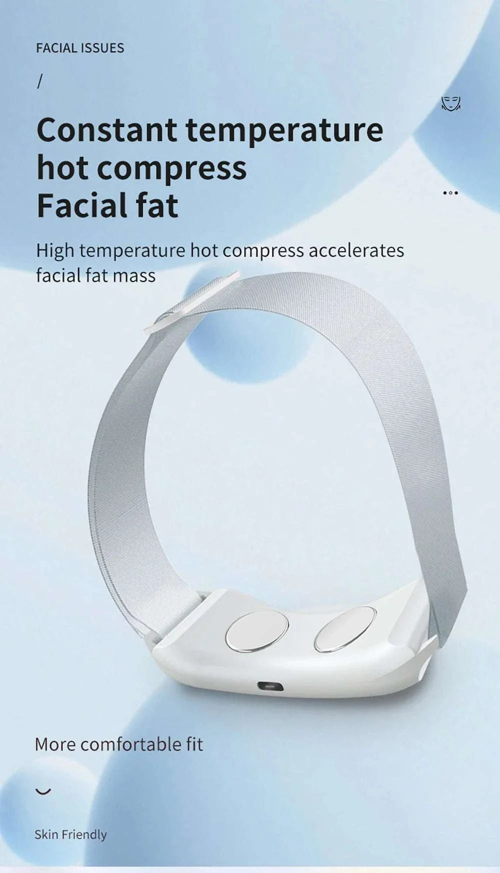 EMS face lifting massager with hot compress for facial fat reduction and skin firming