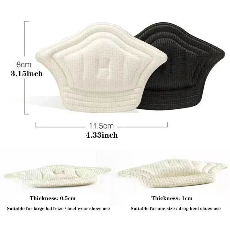 Pair of black and white heel cushion pads for shoe comfort and protection