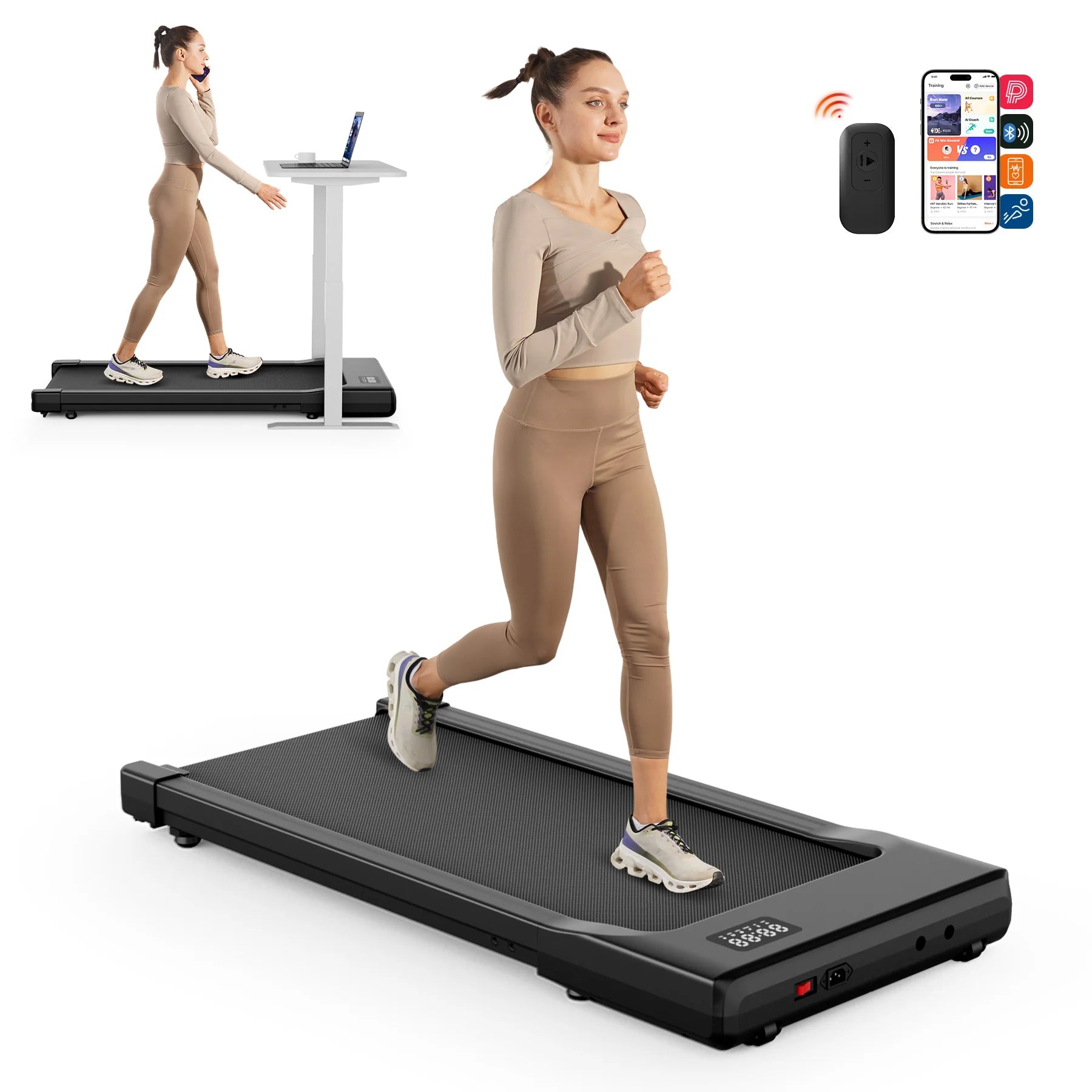 2 in 1 Walking Pad Under Desk Treadmill – Portable Home & Office Fitness