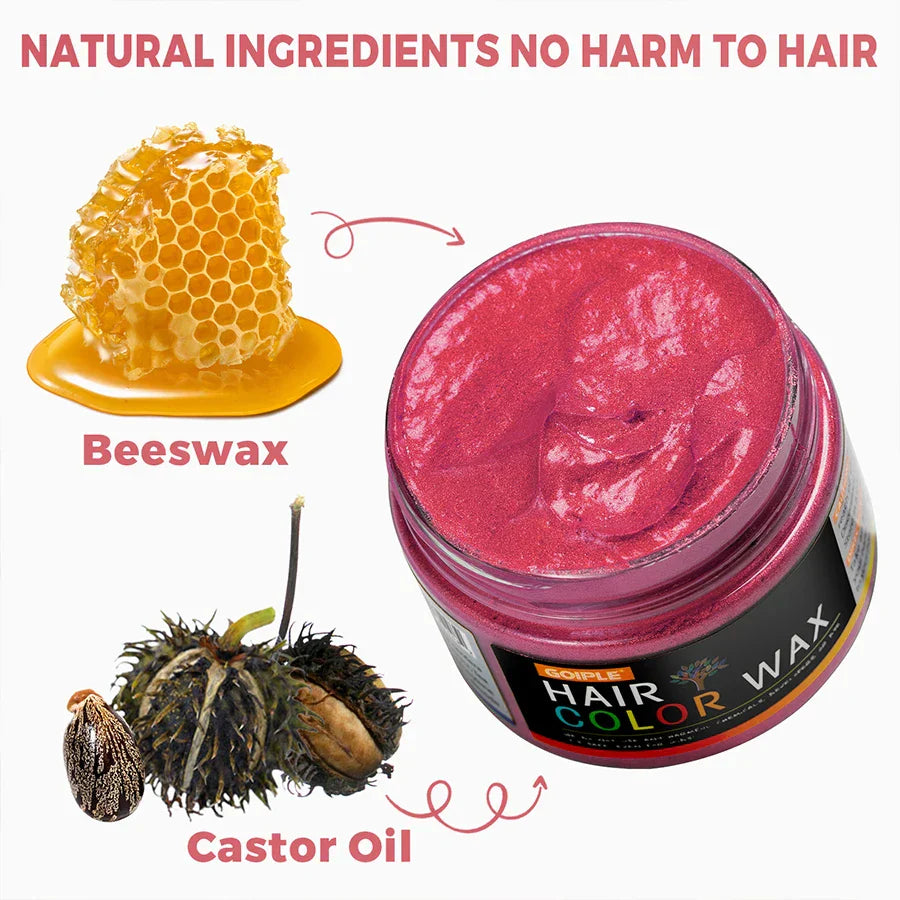 GOIPLE Hair Colour Wax pink cream with beeswax and castor oil natural ingredients for temporary hair color