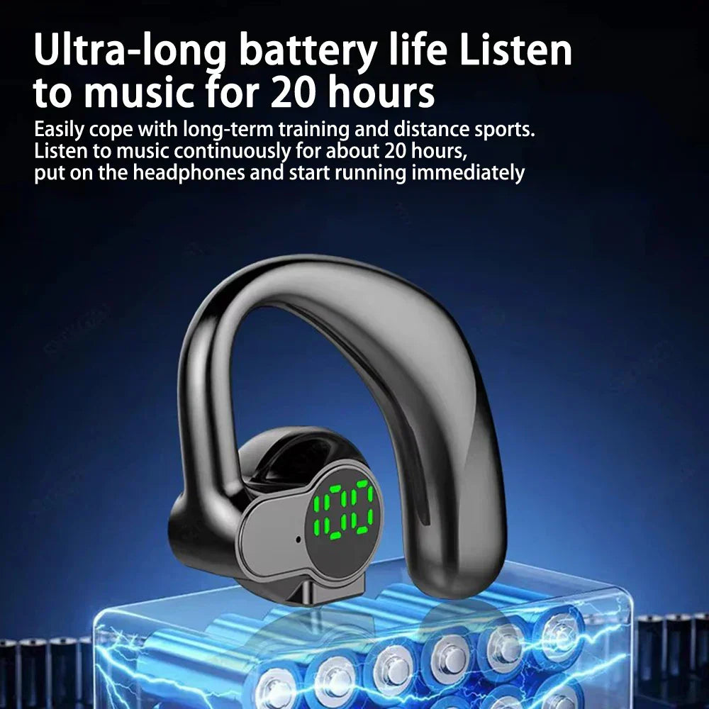 180° Wireless Headphone with digital display, rotatable earhook, Bluetooth 5.4, noise-canceling mic, and 20-hour battery life