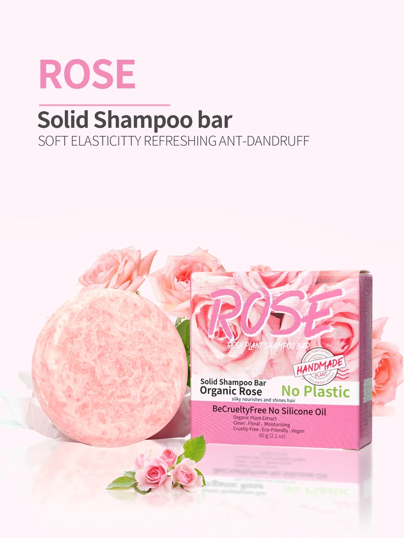 Pink rose shampoo soap, essential oil, handmade soap