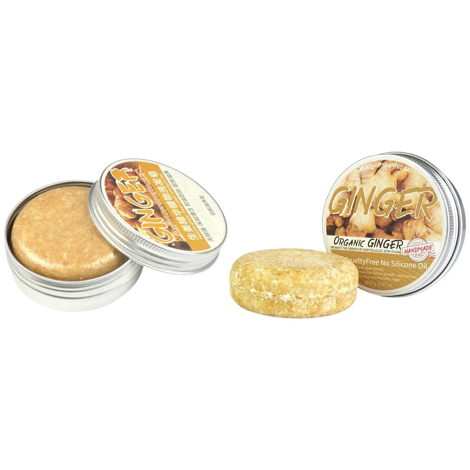 Ginger Polygonum Soap solid shampoo bar with organic ginger, promotes hair growth and scalp health, sulfate-free and eco-friendly.