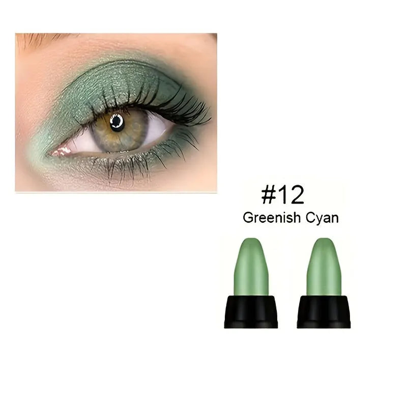 Close-up of eye makeup using greenish cyan pearlescent glitter eyeliner from 16-color glitter eyeliner set