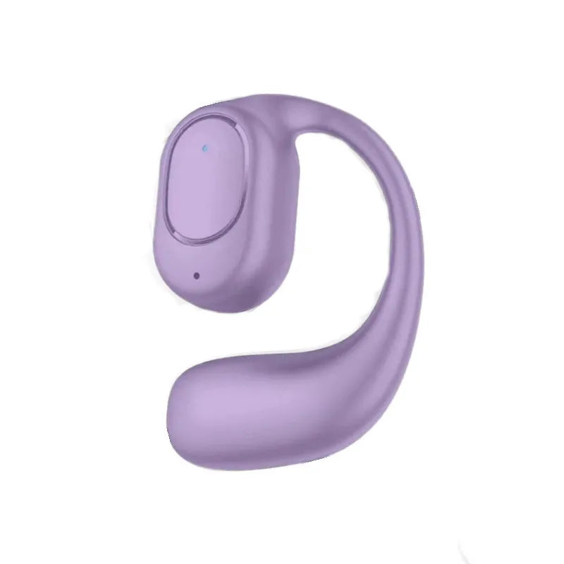 Purple KY2 wireless Bluetooth earphone with open-ear, ergonomic ear-hook design for sports and workouts