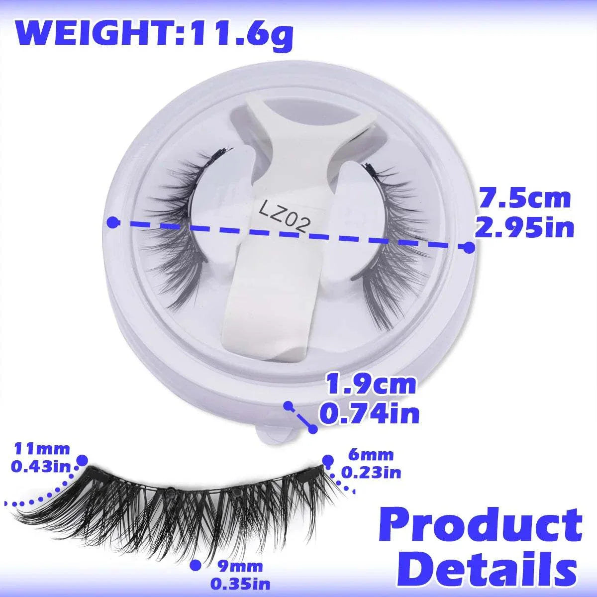 Hot magnetic eyelashes set with reusable, natural-looking lashes and included magnetic tweezers in a compact case