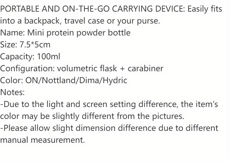 Mini Portable Protein Container Powder Bottle
