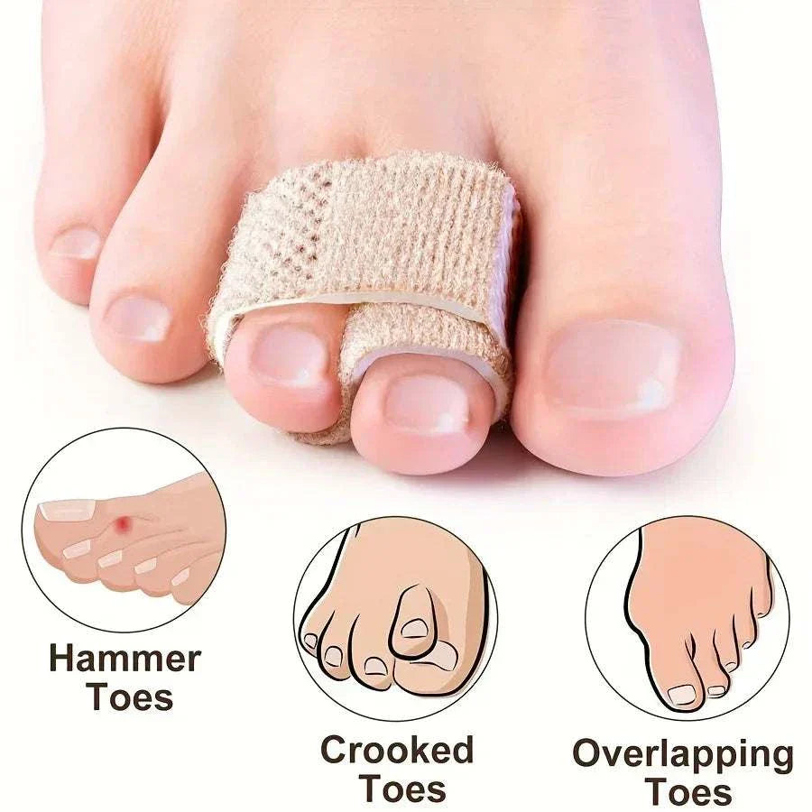 Reusable Hammer Toe Straightener worn on foot to correct hammer, crooked, and overlapping toes for pain relief and alignment.