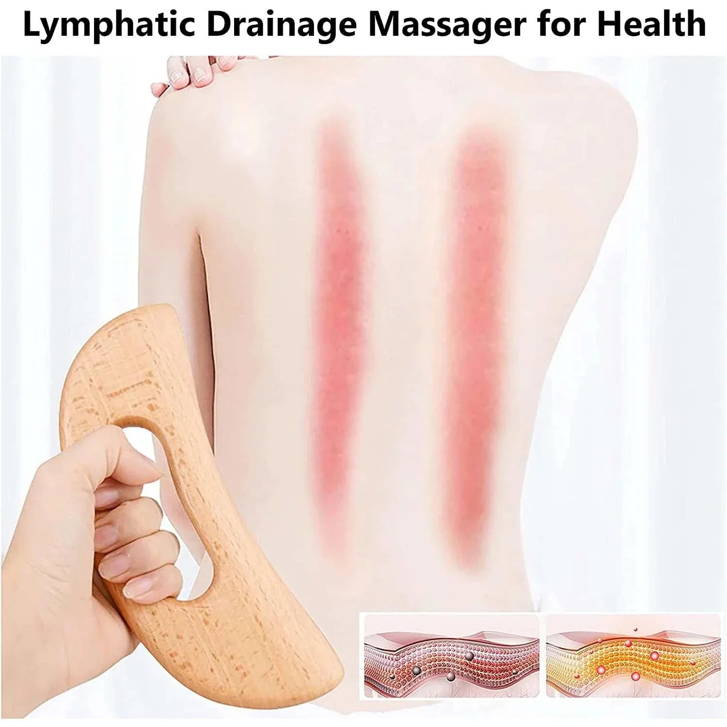 Wooden Gua Sha Tool for lymphatic drainage and anti-cellulite massage on back
