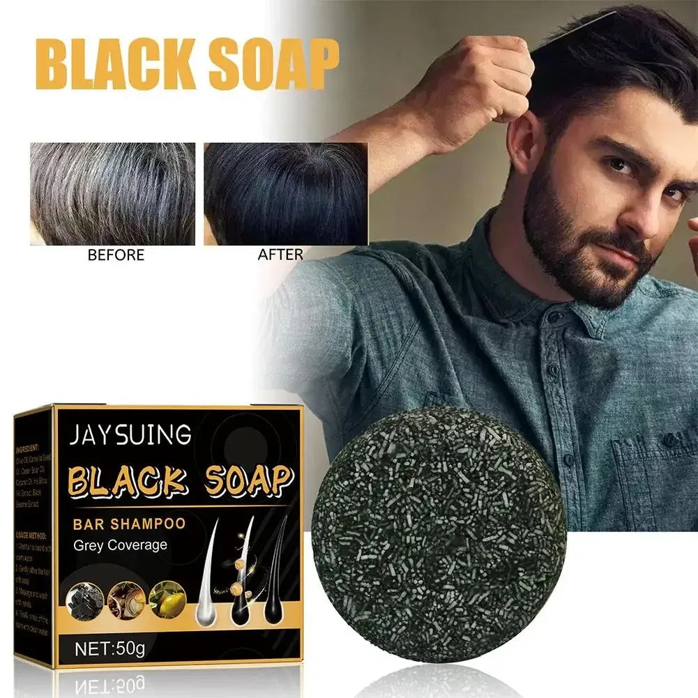 Polygonum Black Hair Soap bar for natural gray hair darkening and nourishing with herbal ingredients