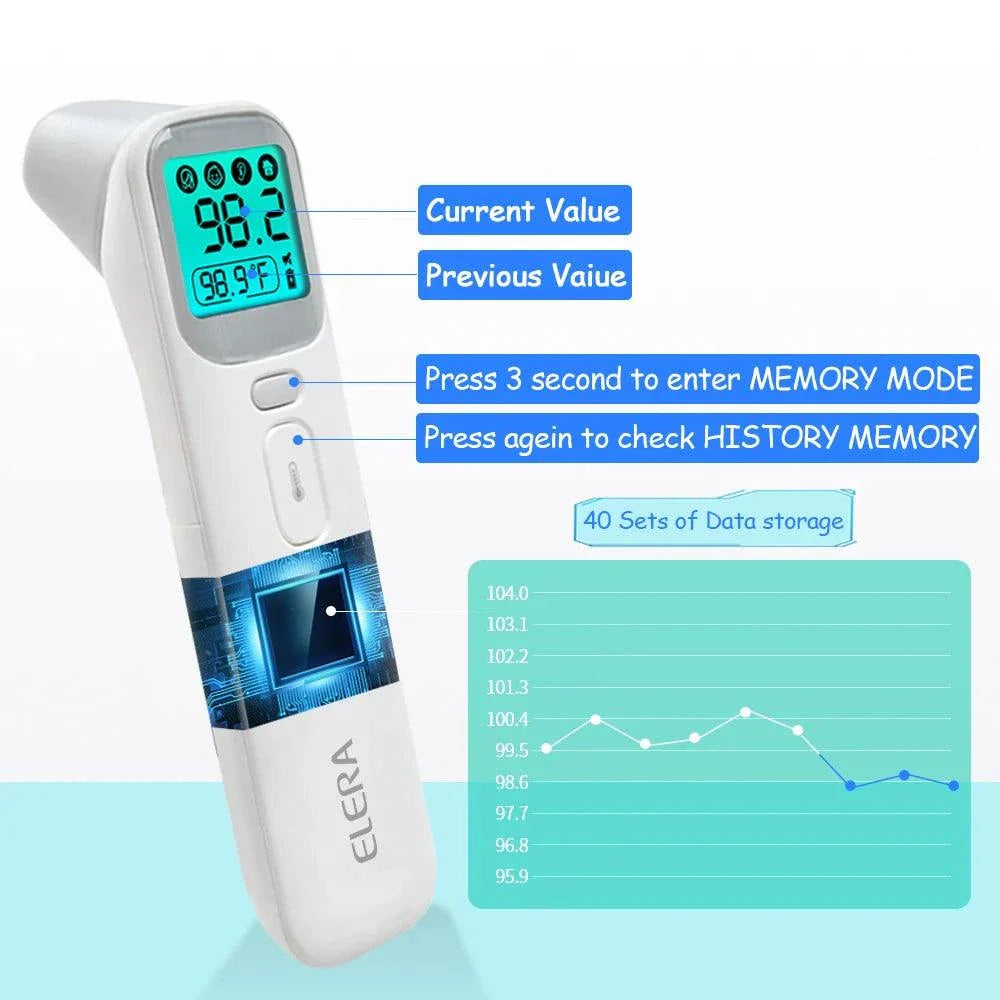 ELERA Infrared Digital Thermometer with backlit LCD, memory mode, and fast non-contact temperature readings
