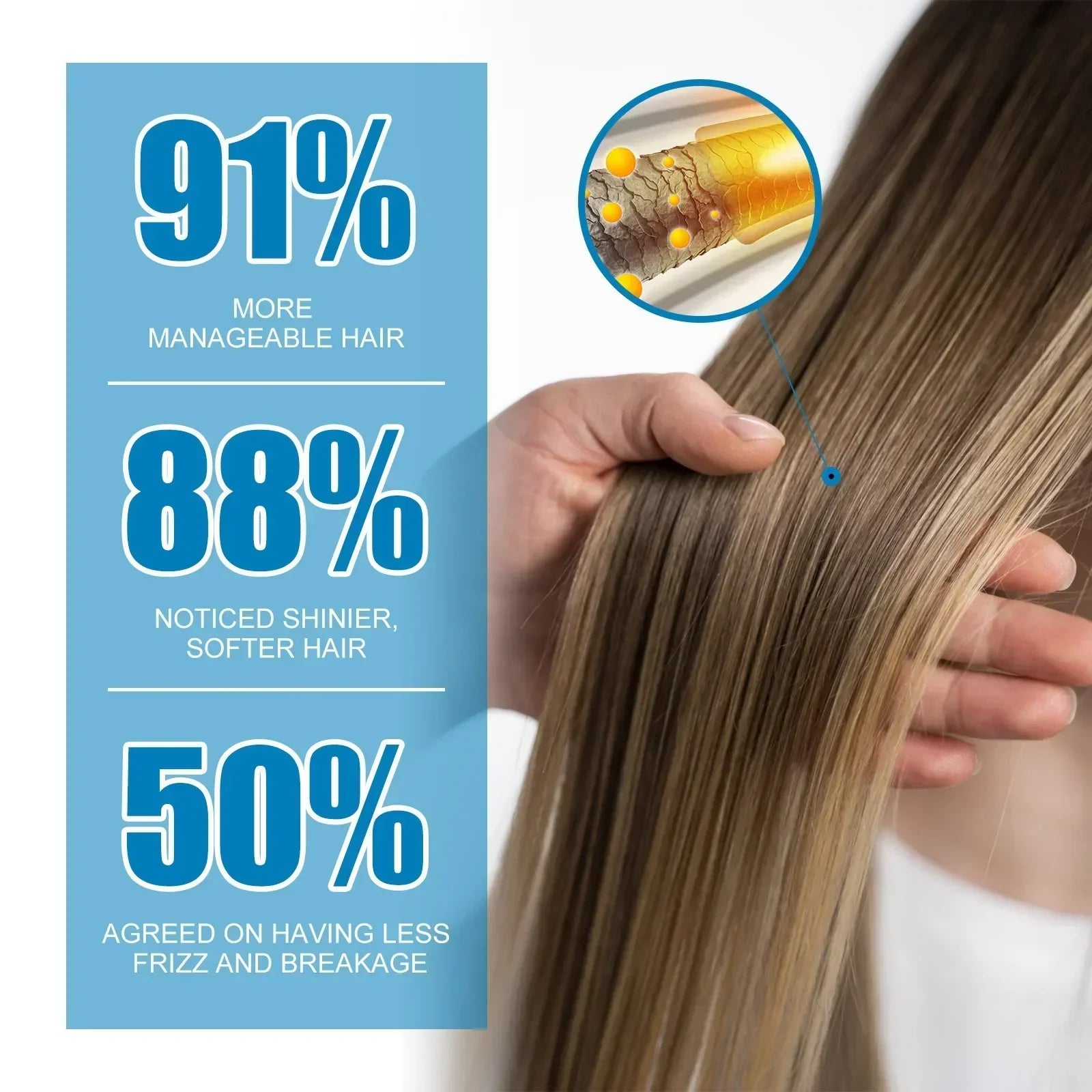 smooth shiny hair after using Magic Hair Vitamin Capsules with keratin oil and frizz reduction