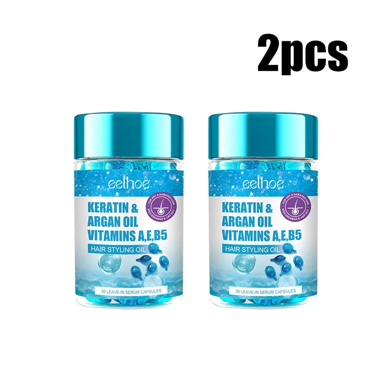 Magic Hair Vitamin Capsules with keratin, argan oil, and vitamins for deep moisturizing and hair repair, 2 pcs pack