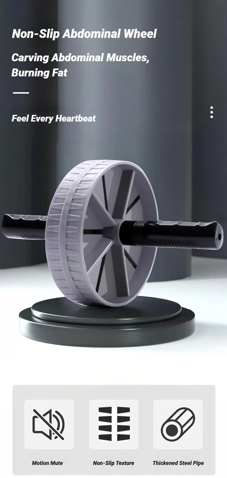 Abdominal Wheel Strong Load Bearing Non-Slip Roller Strengthen Muscle Exercise Equipment Fitness Training Home Use Silent