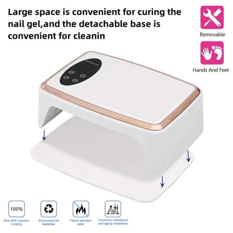 90 LEDS Nail Dryer UV/LED lamp with large space, removable base, and touchscreen controls for hands and feet gel curing