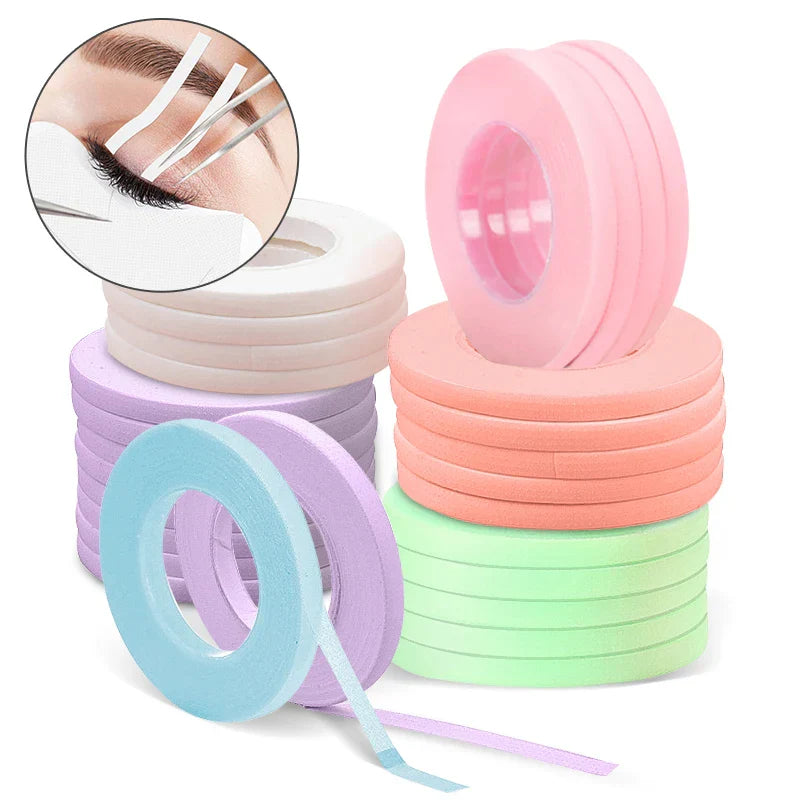 Colorful micropore eyelash extension tapes for secure, gentle lash application and lower lash protection
