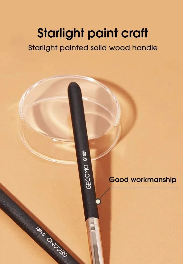 Eyeliner and eyebrow makeup brush set with starlight painted solid wood handle and precise bristles for smooth application