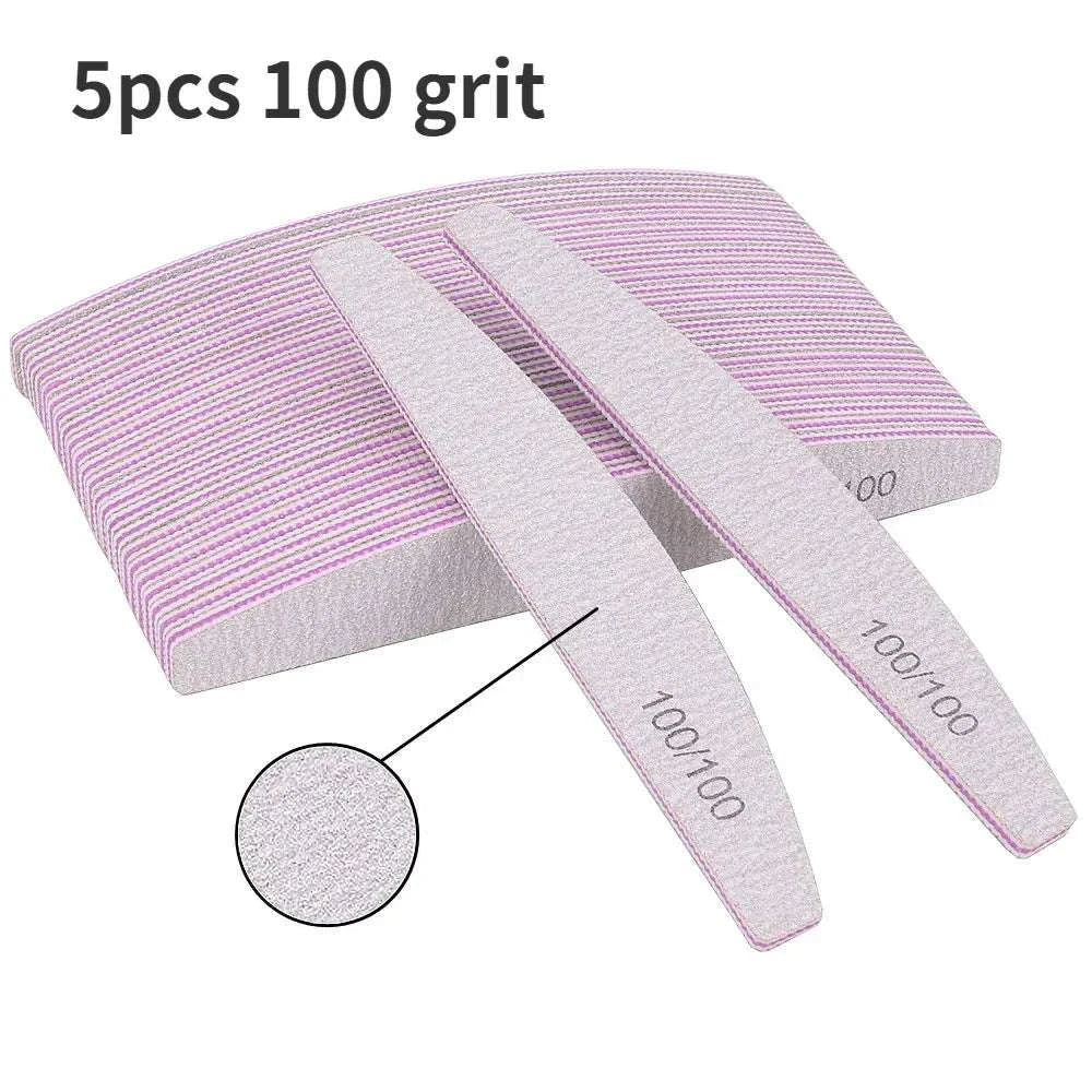 Professional Emery nail file set with 100 grit dual-sided emery boards for precise nail shaping and smoothing.