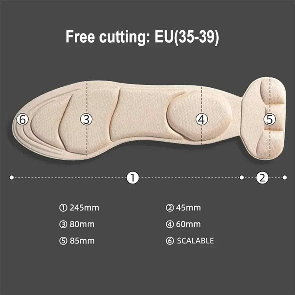 Memory foam high-heel insole with cut-to-fit design and cushioned support for women’s shoes
