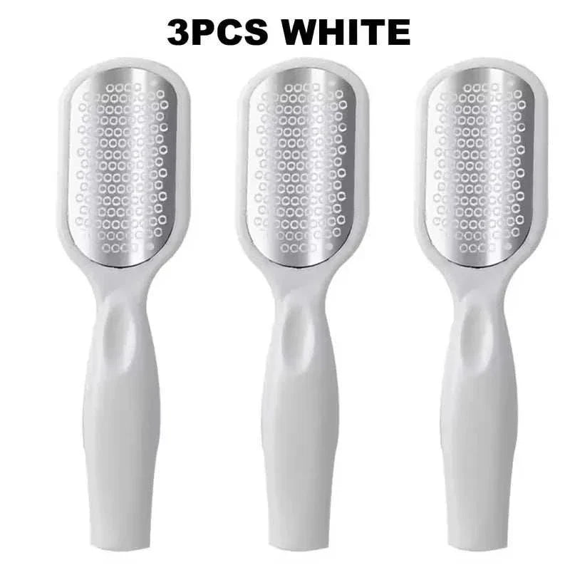 Set of three white Foot File Professional Rasp with stainless steel callus remover and ergonomic handles for smooth feet.