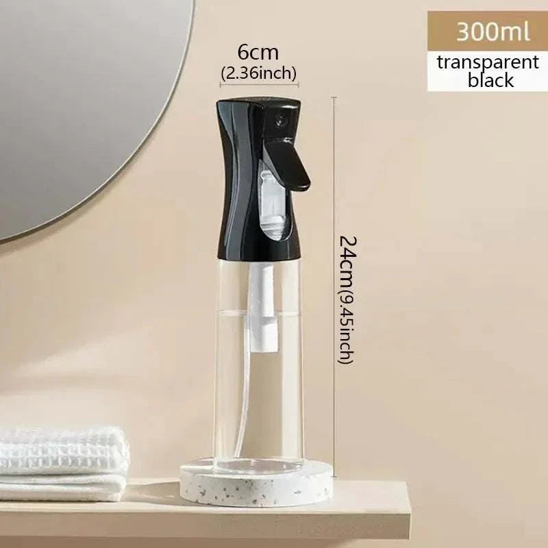 300ml transparent black high pressure mist spray bottle with ergonomic trigger and refillable design