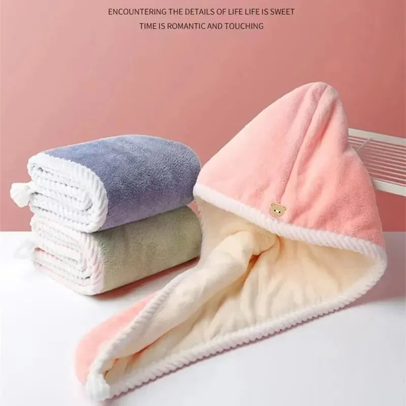 Double Thick Dry Hair Towel Cap