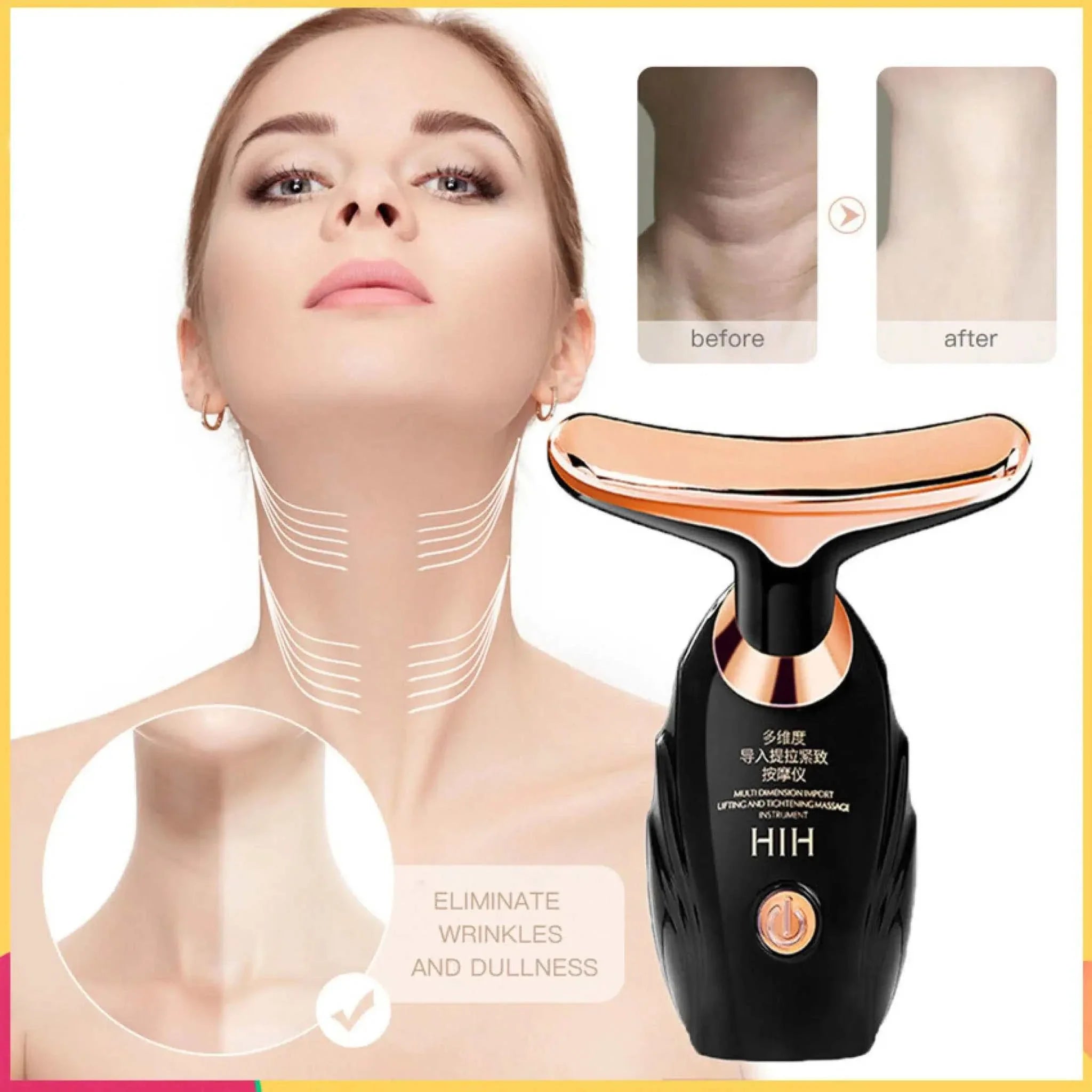 3-in-1 Face Massager with microcurrent technology for facial, eye, and neck lifting, wrinkle reduction, and skin rejuvenation