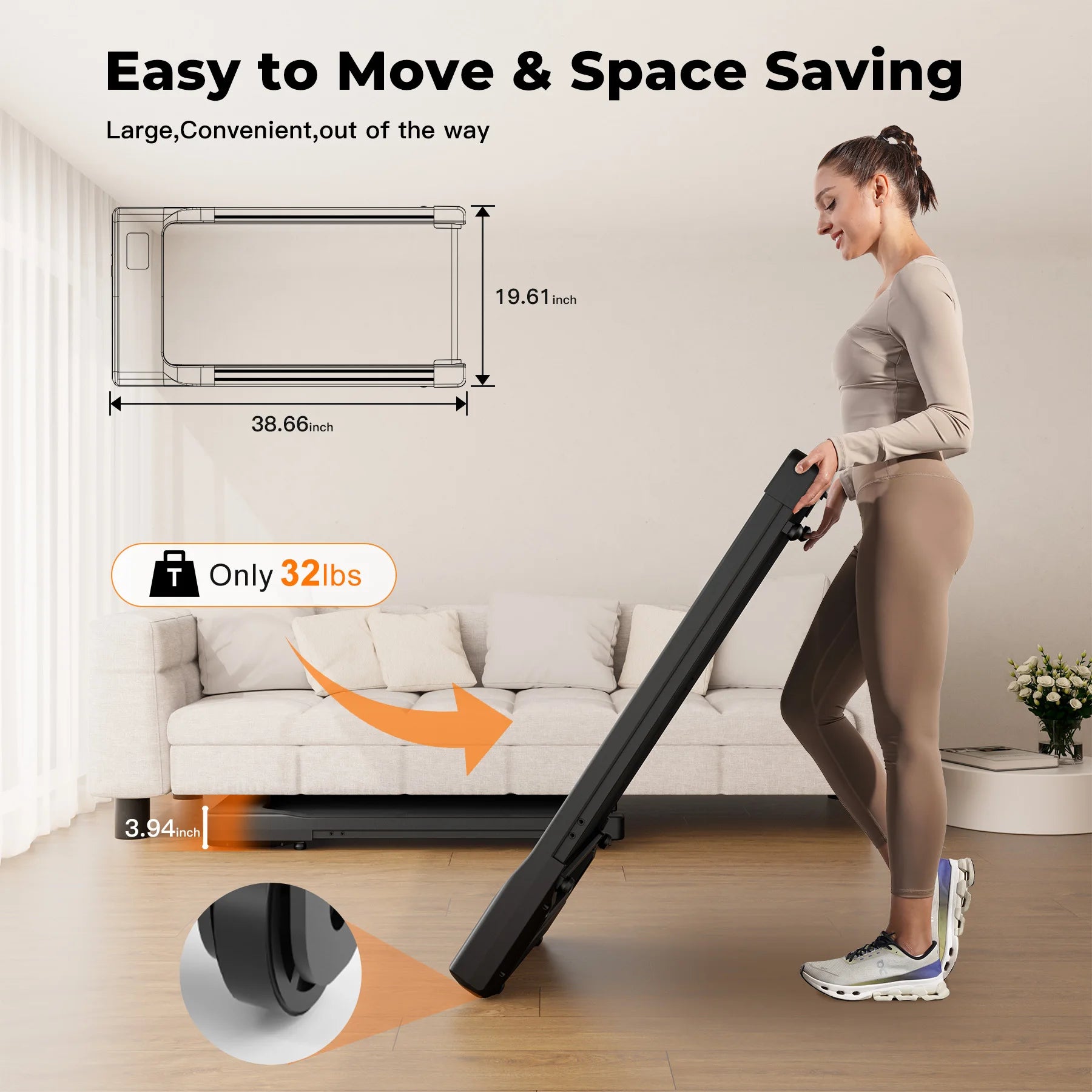 2 in 1 Walking Pad Under Desk Treadmill – Portable Home & Office Fitness