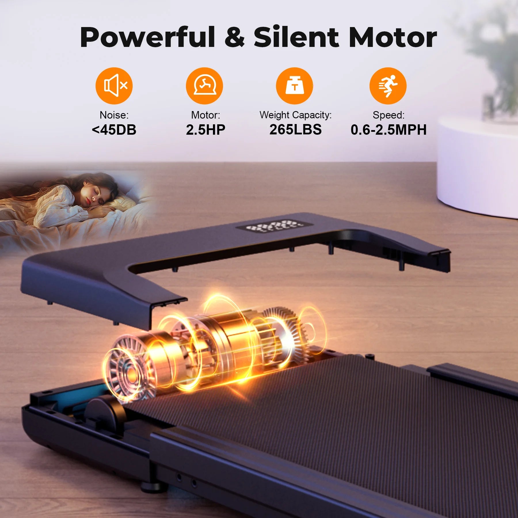 2 in 1 Walking Pad Under Desk Treadmill – Portable Home & Office Fitness