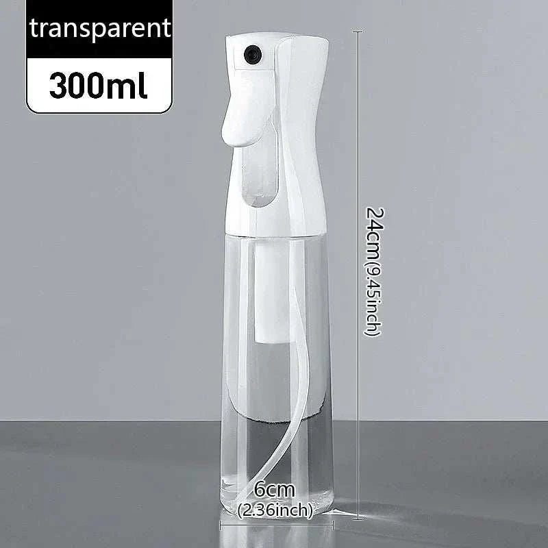 300ml transparent high pressure mist spray bottle with ergonomic white trigger and slim design