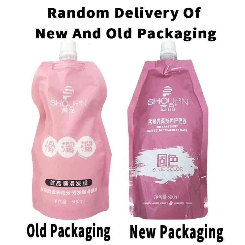 Magical Keratin Hair Mask in old and new pink packaging for deep hair repair and smooth, strong hair treatment.