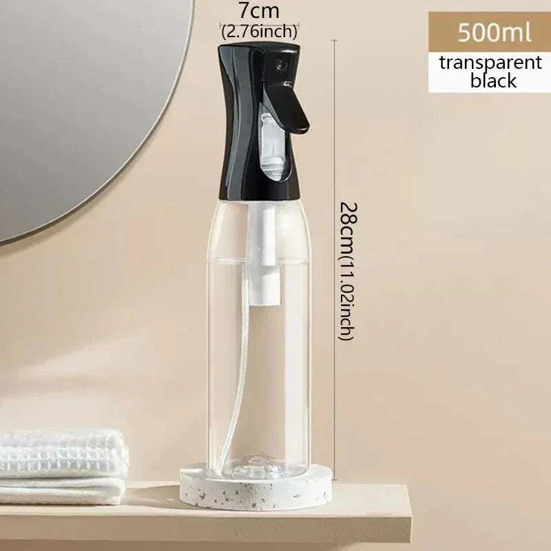 500ml transparent high pressure mist spray bottle with black ergonomic trigger for continuous fine misting