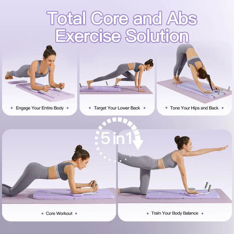 Woman demonstrating exercises on Umay Multifunctional Ab Exercise Board for full body core and abs workout