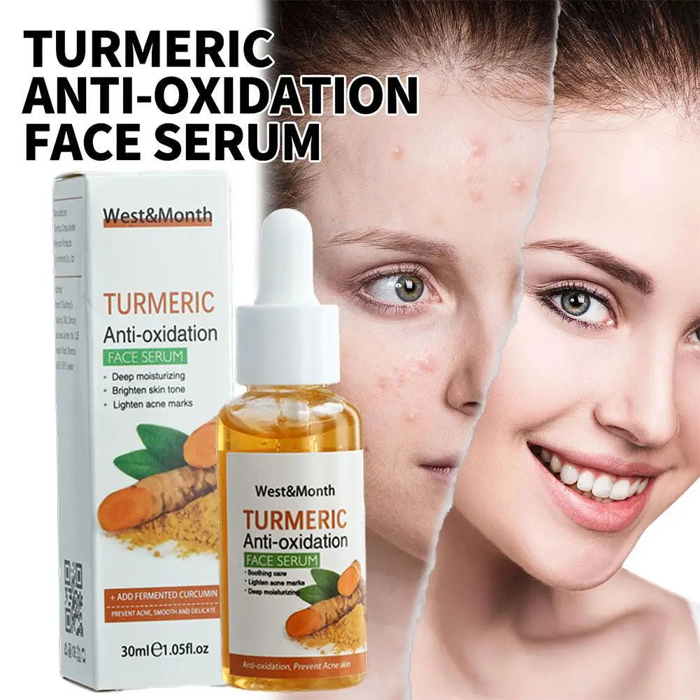 Turmeric face whitening and brightening serum with anti-oxidation formula for reducing dark spots and enhancing skin radiance