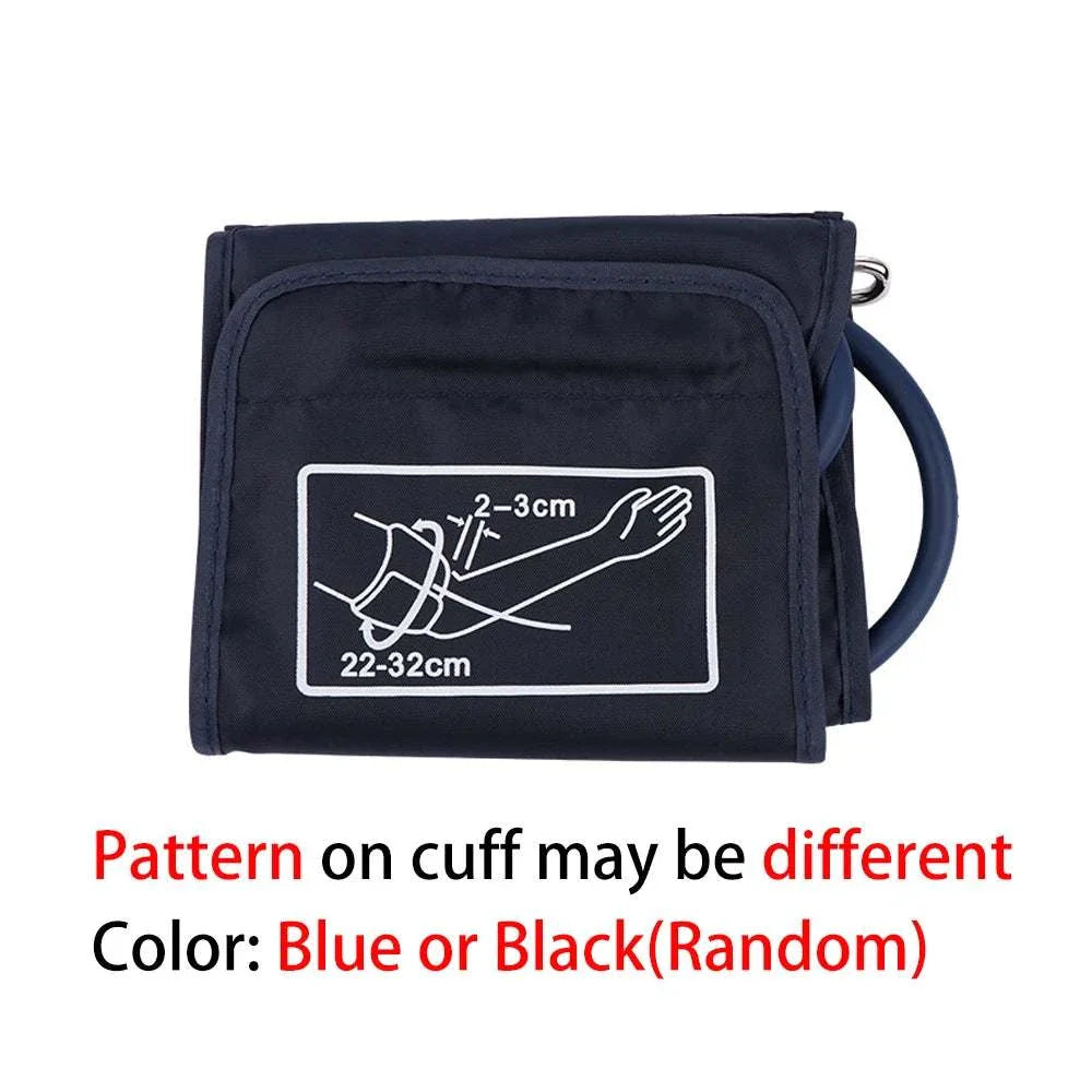 Replacement cuff for digital blood pressure monitors in 22cm to 42cm sizes, compatible with most devices, made of durable medical-grade material.