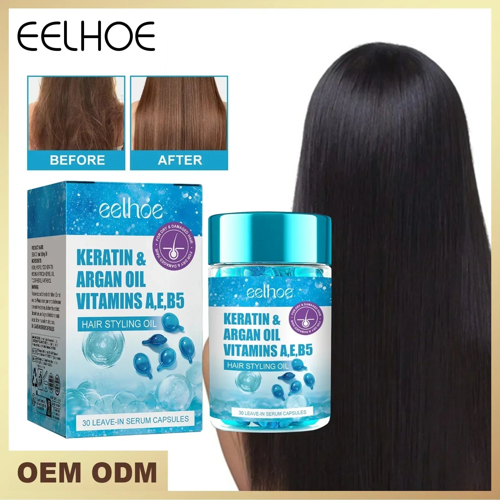 Magic Hair Vitamin Capsules with keratin and argan oil for smooth, shiny, frizz-free hair and scalp hydration