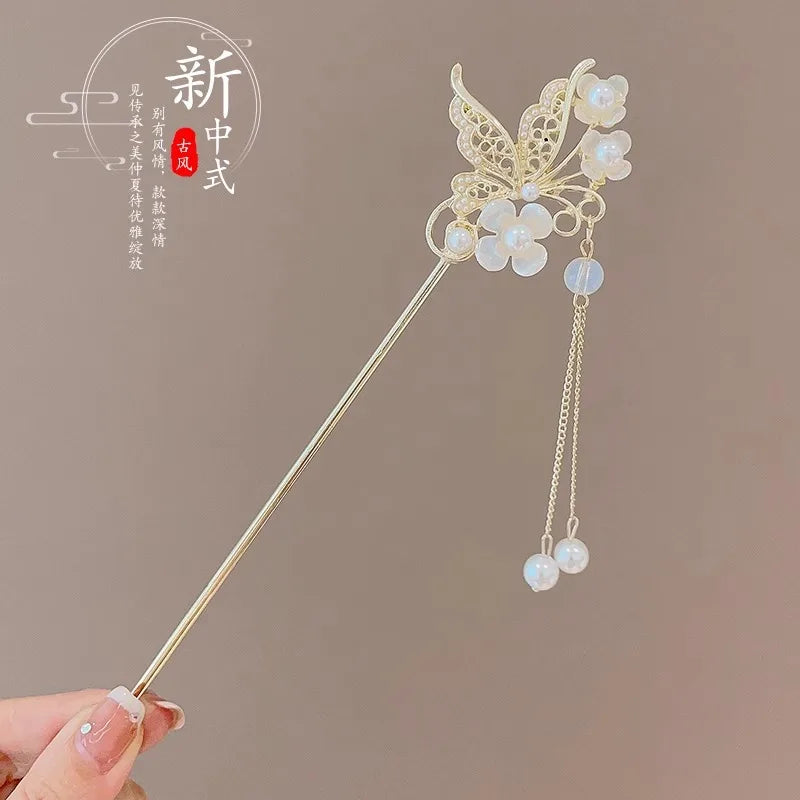 Elegant Chinese Style Flower Tassel Hairpin