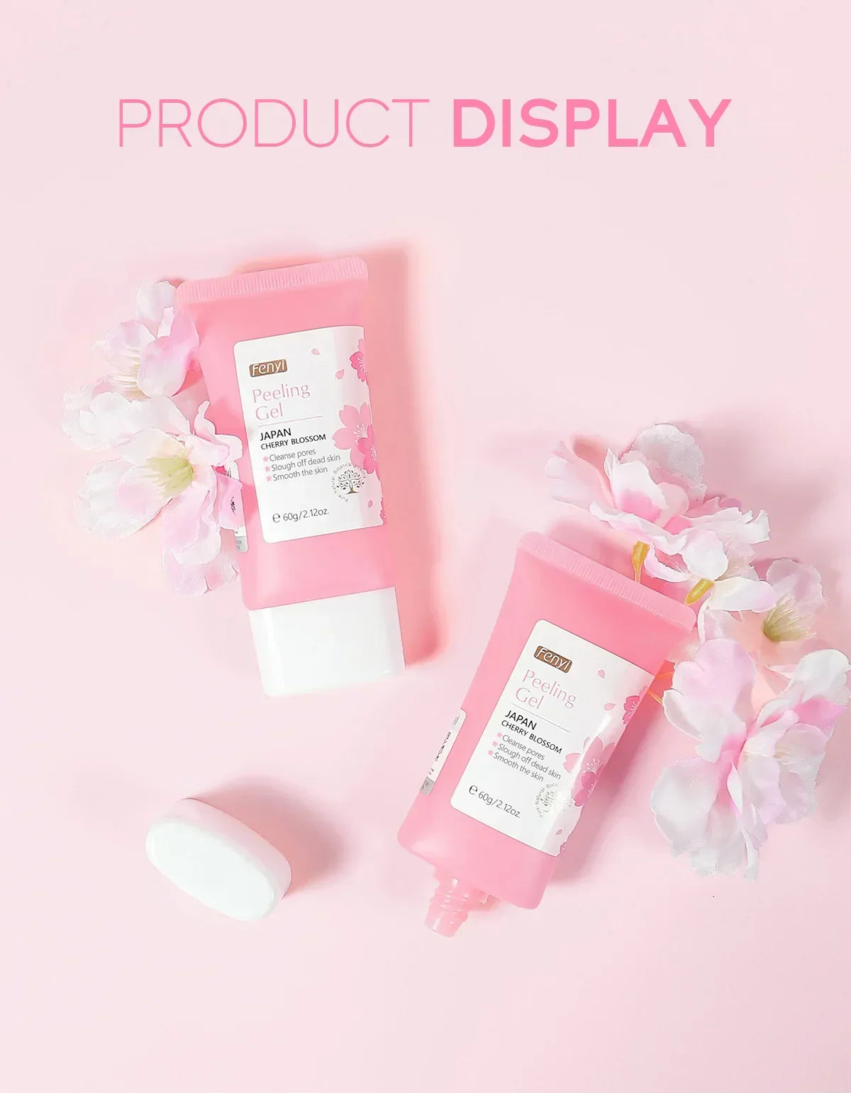 LAIKOU Face Gel hydrating lightweight skincare gel with natural ingredients and soothing effects in pink packaging with flowers on pink background
