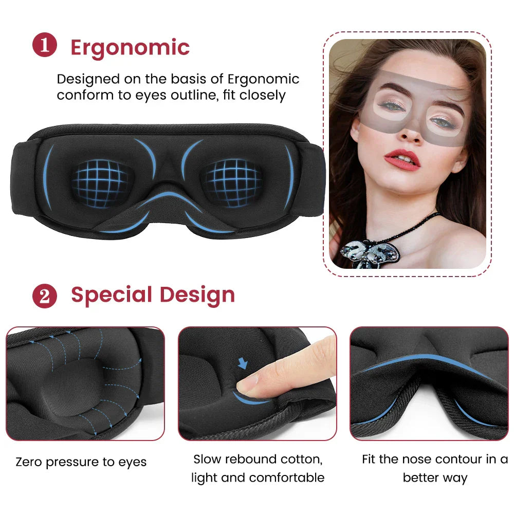 3D Sleeping Mask ergonomic breathable eye mask for total light blockout and comfortable fit