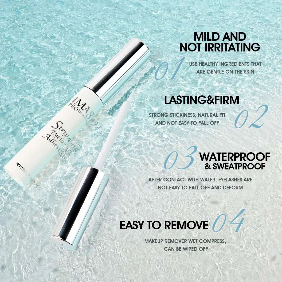 IMAGIC 5ml transparent false eyelash extension glue with waterproof, fast-dry, long-lasting, gentle, and easy-to-remove formula