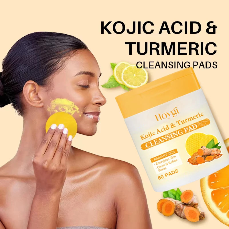 Turmeric Kojic Acid Cleansing Pads – Brighten, Exfoliate & Renew Skin