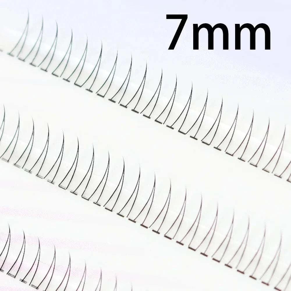 Close-up of J Curl V Shape 7mm under eyelash clusters in soft, lightweight, manga-inspired design for lower lash enhancement